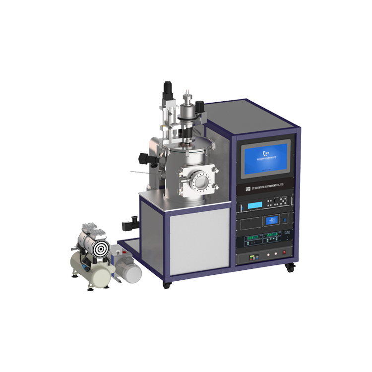 Dual target upper sputtering DC RF magnetron sputtering coating machine