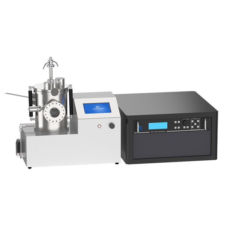 Desktop single-target magnetron coater with RF power supply