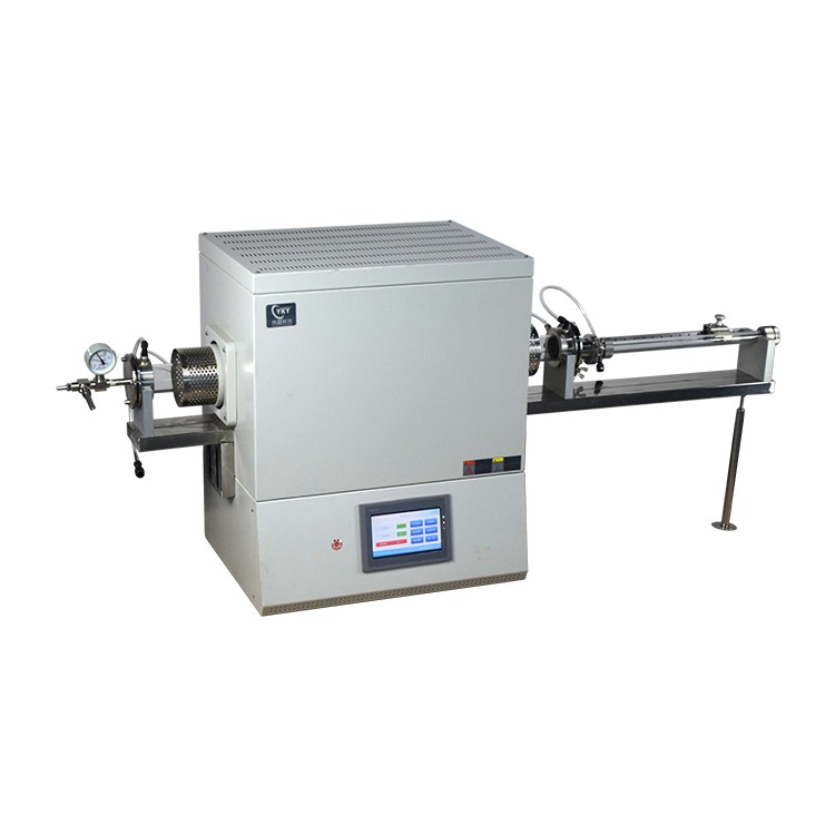 Double temperature tube furnace with magnetic push rod
