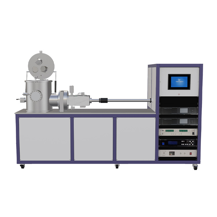 Three target magnetron sputtering coating instrument with cleaning function