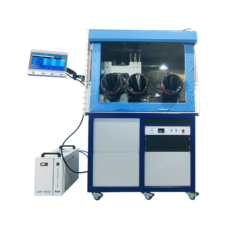 Three-source evaporation coater with single-station glove box