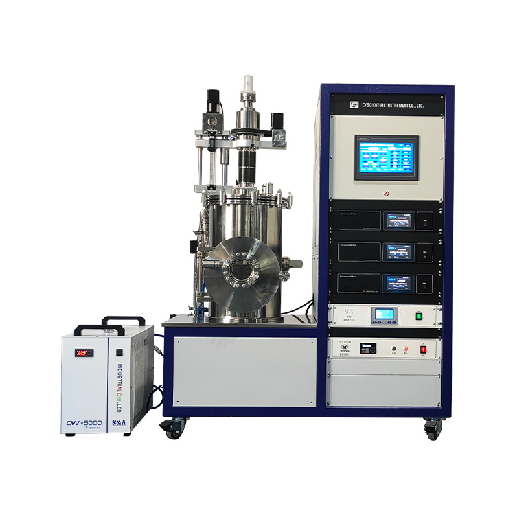 DC three target magnetron sputtering coater with High vacuum stainless steel chamber for PTFE film