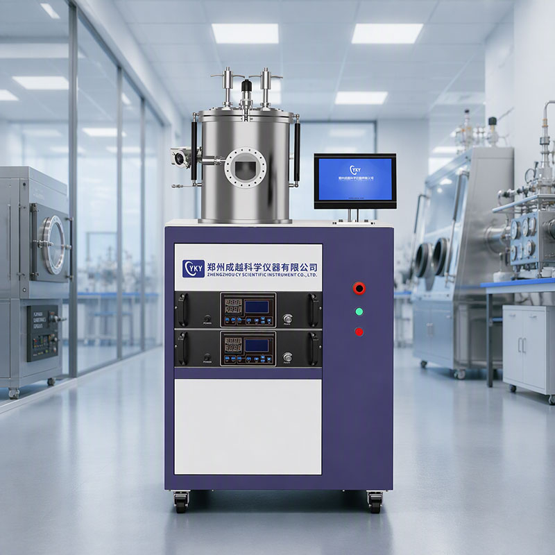 Three Target Magnetron Sputtering Coater DC RF Vacuum Thin Film Deposition Equipment For Lab Semiconductor Optical Coating